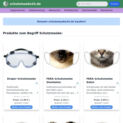 Screenshot schutzmaske24.de