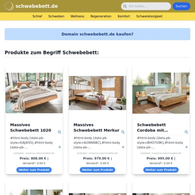 Screenshot schwebebett.de