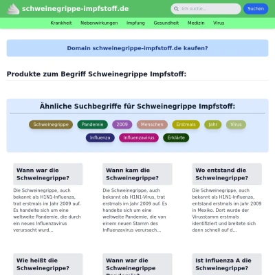 Screenshot schweinegrippe-impfstoff.de