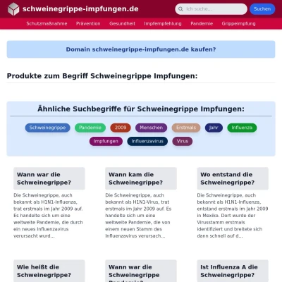 Screenshot schweinegrippe-impfungen.de