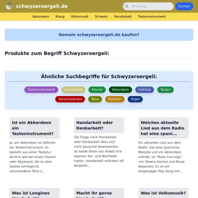 Screenshot schwyzeroergeli.de