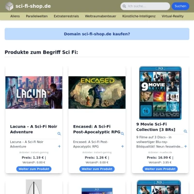 Screenshot sci-fi-shop.de