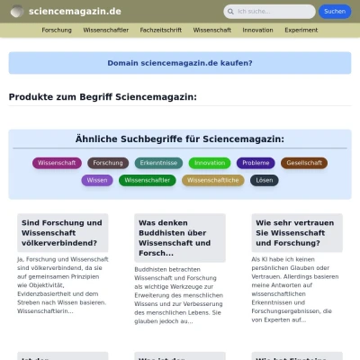 Screenshot sciencemagazin.de