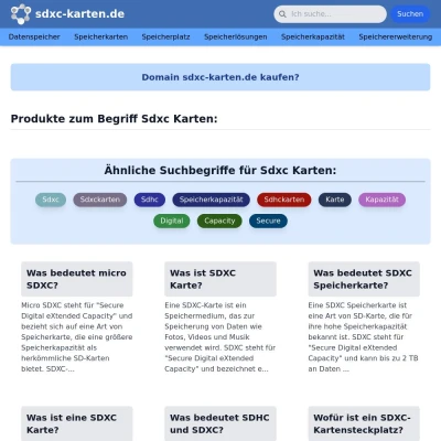 Screenshot sdxc-karten.de