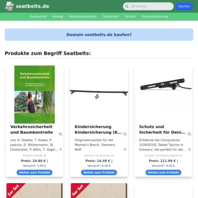 Screenshot seatbelts.de