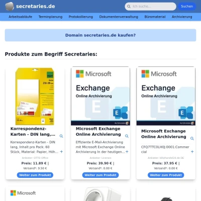 Screenshot secretaries.de