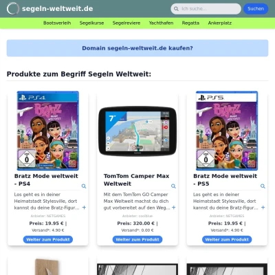 Screenshot segeln-weltweit.de