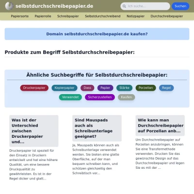 Screenshot selbstdurchschreibepapier.de