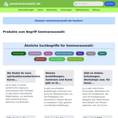 Screenshot seminarauswahl.de