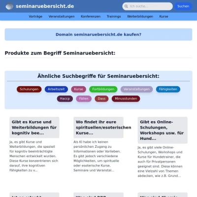 Screenshot seminaruebersicht.de