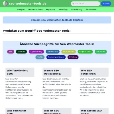 Screenshot seo-webmaster-tools.de