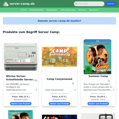 Screenshot server-camp.de