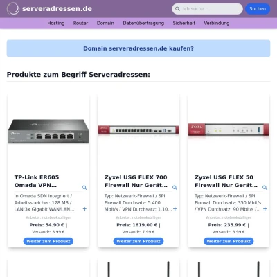 Screenshot serveradressen.de