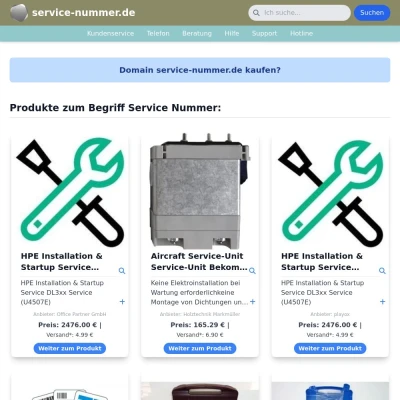 Screenshot service-nummer.de