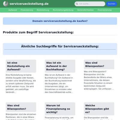 Screenshot servicerueckstellung.de