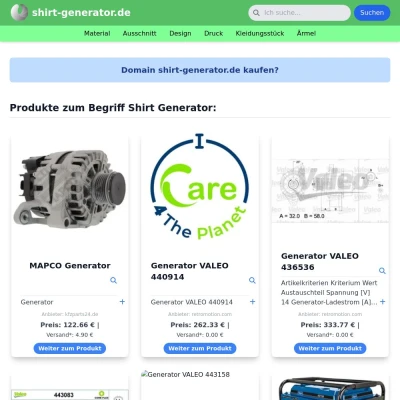 Screenshot shirt-generator.de
