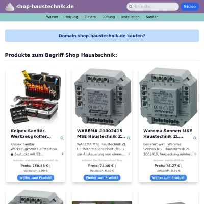 Screenshot shop-haustechnik.de