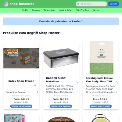 Screenshot shop-hoster.de