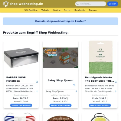 Screenshot shop-webhosting.de