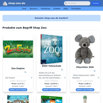 Screenshot shop-zoo.de