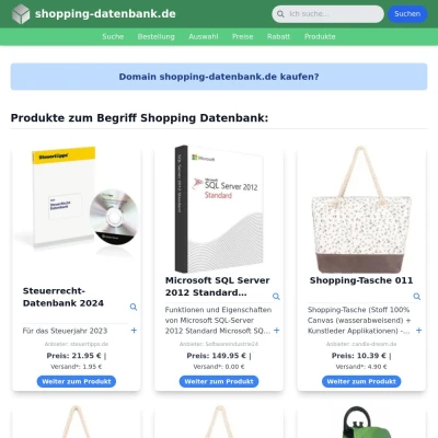 Screenshot shopping-datenbank.de