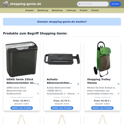 Screenshot shopping-genie.de