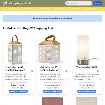 Screenshot shopping-list.de