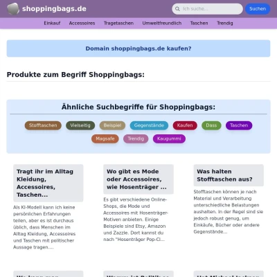 Screenshot shoppingbags.de