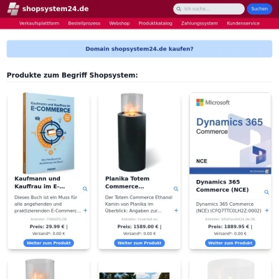 Screenshot shopsystem24.de