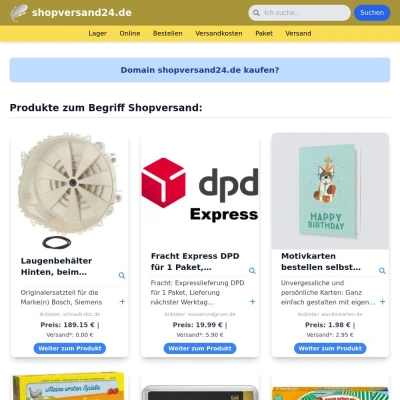 Screenshot shopversand24.de