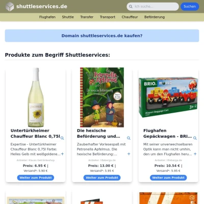 Screenshot shuttleservices.de