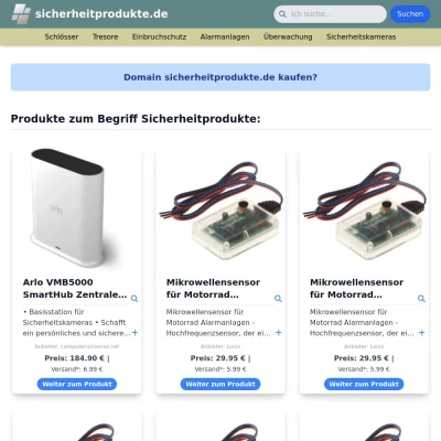 Screenshot sicherheitprodukte.de