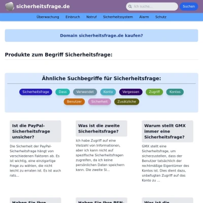 Screenshot sicherheitsfrage.de