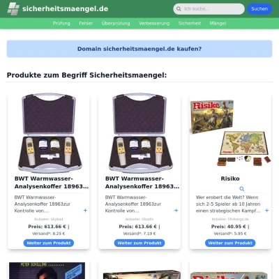 Screenshot sicherheitsmaengel.de