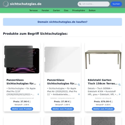 Screenshot sichtschutzglas.de