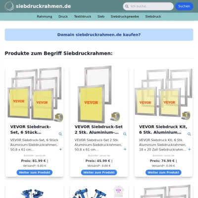 Screenshot siebdruckrahmen.de