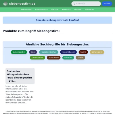 Screenshot siebengestirn.de