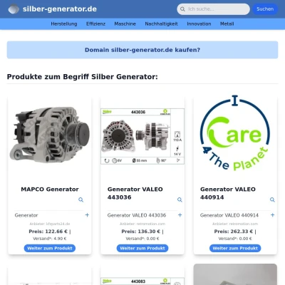 Screenshot silber-generator.de
