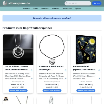 Screenshot silberspinne.de
