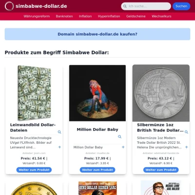 Screenshot simbabwe-dollar.de