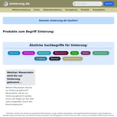 Screenshot sinterung.de