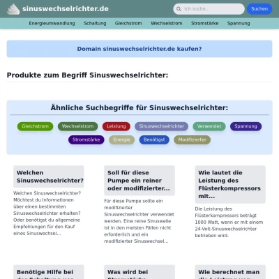 Screenshot sinuswechselrichter.de