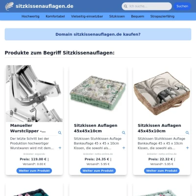 Screenshot sitzkissenauflagen.de