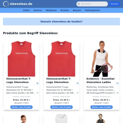 Screenshot sleeveless.de