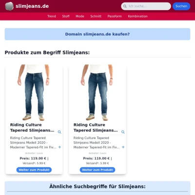 Screenshot slimjeans.de