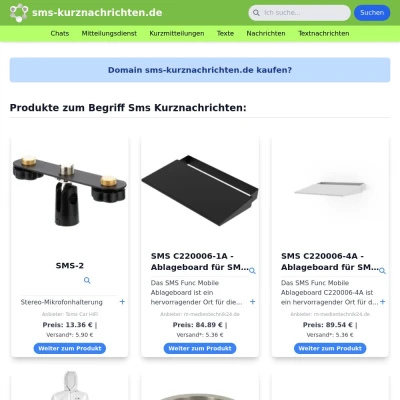 Screenshot sms-kurznachrichten.de