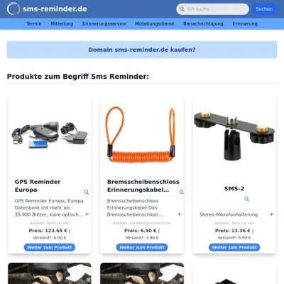 Screenshot sms-reminder.de