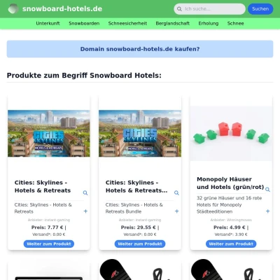 Screenshot snowboard-hotels.de