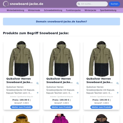 Screenshot snowboard-jacke.de