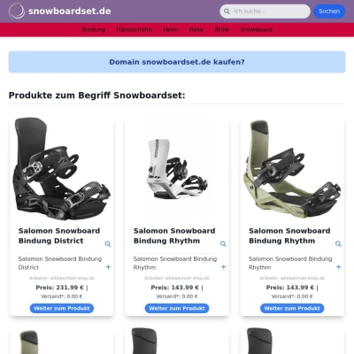 Screenshot snowboardset.de